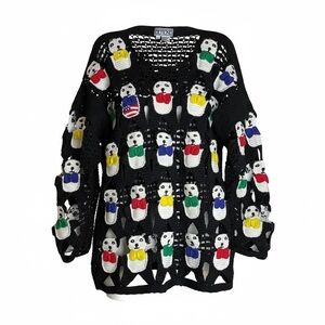 Berek crochet sweater bears size M/L RARE. Fishnet knit.